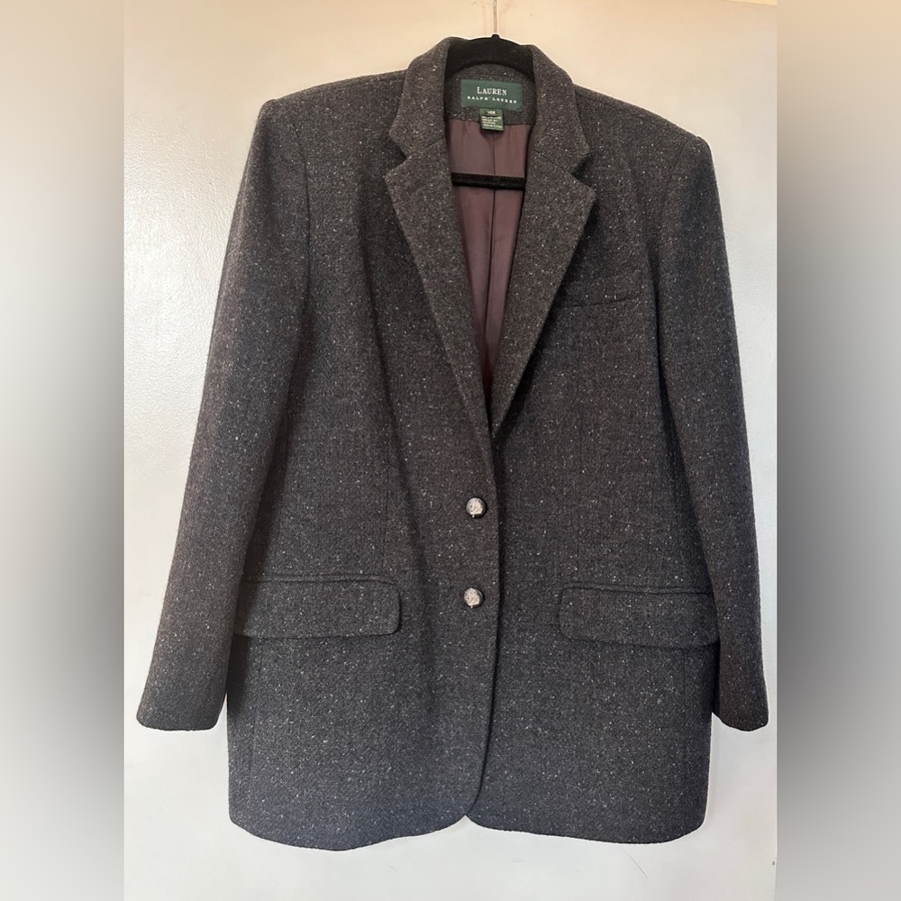VINTAGE LAUREN RALPH LAUREN Wool Shoulder Pad Jacket, Sz 14W